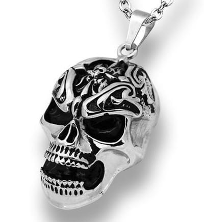 Amanto Ketting Diren - 316L Staal - Biker - Doodskop - 38x64mm - 60cm