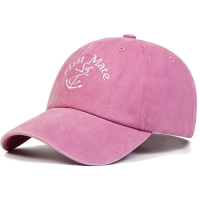 Unisex Kapitein/Eerste Stuurman Borduurwerk met Letters Gewassen Baseballpetten Lente en Herfst Buiten Verstelbaar Casual Petten Zonbescherming Pet pink