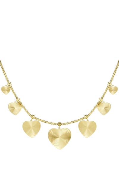Bijoutheek Collier Hartjes Structuur Goud