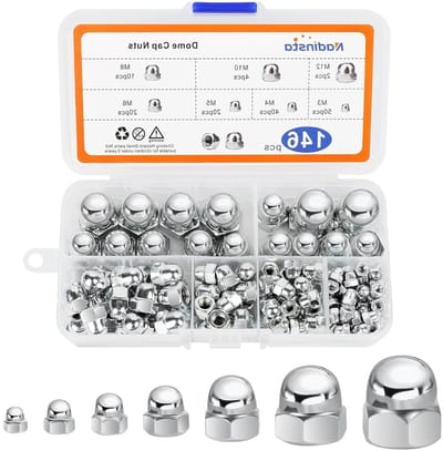 Assortiment van 146 Stuks Acorn Dopschroefmoeren m3/m4/m5/m6/m8/m10/m12 van Koolstofstaal voor Motorfietsen, Fietsen en Meubels