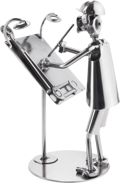 BRUBAKER Schroef Man Architect - Handgemaakte IJzer Figuur Metalen Man Gebouw Planner - Metalen Figuur Cadeau Idee voor Architecten en Bouw Planners