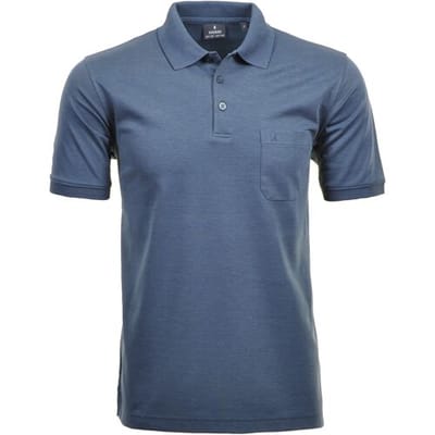 Ragman Softknit Poloshirt Breast Pocket Pima Cotton Mix Dark Azure / male