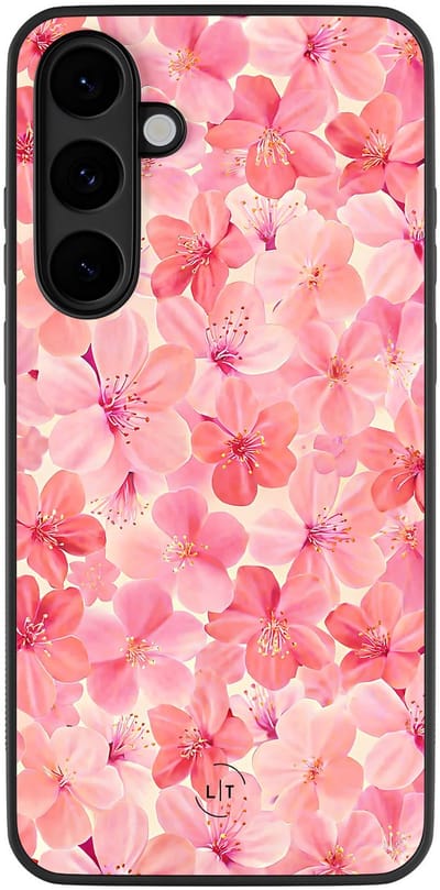 Leuke Telefoonhoesjes - Hoesje geschikt voor Samsung Galaxy S25 FE - Pink flowers - Backcover zwart - Bloemen - Roze