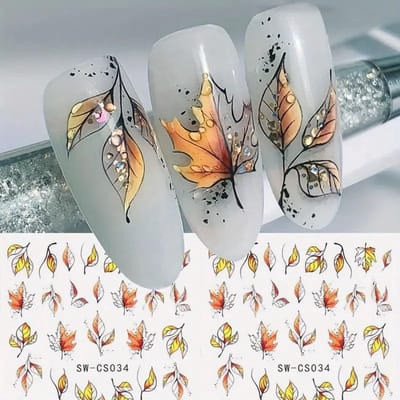 Dailygoody - Nagelstickers - Herfstahornblad - Zelfklevend - 6 Vellen - Nageldesign Accessoires - Decoratie voor Nagels - Geschikt voor Thuisgebruik