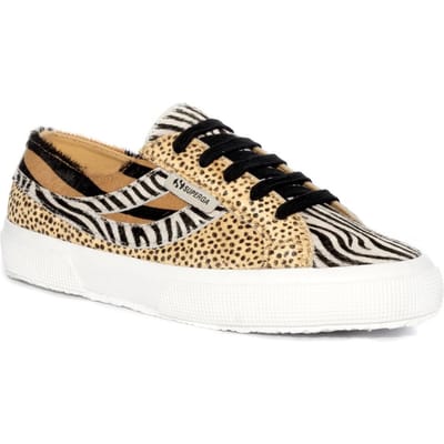 Superga Dames/Dames 2953 Cotu Animal Print Koeienleer Trainers (Bruin/zwart/wit)