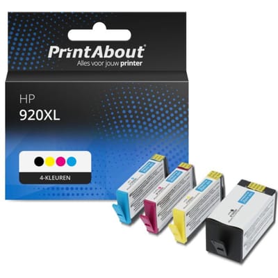 PrintAbout huismerk Inktcartridge 920XL (C2N92AE) 4-kleuren Multipack Hoge capaciteit Geschikt voor HP