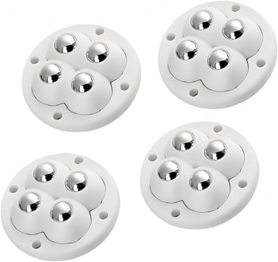 Set van 4 Ronde Meubelwielen met een Draagcapaciteit van 60 kg, Ideaal voor Sofa, Kast en Kledingkast, Wit en Duurzaam