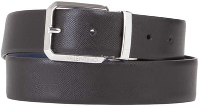 VALENTINO Leren riem Marnier Pin Buckle Belt W95 Nero / Blu zwart donkerblauw