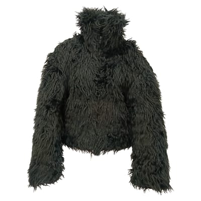 Balenciaga cropped gewatteerde jas van zwart imitatiebont