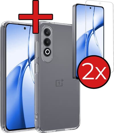 Hoesje - Met 2x Screenprotector - Geschikt voor OnePlus Nord CE4 - Sterk & Shockproof - Telefoon Hoes - Back Cover - Siliconen Case - Telefoonhoes - Transparant
