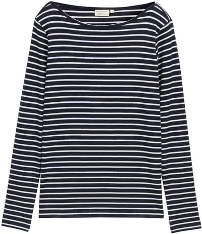 Tom Tailor - Shirt met lange mouwen en streepjesmotief - Maat XS - navy offwhite tee stripe