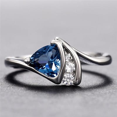 Sterling Blauwe Zirkonia Ring voor Vrouwen Hoge Kwaliteit Band Trouwringen Jubileum Cadeau 9 gray