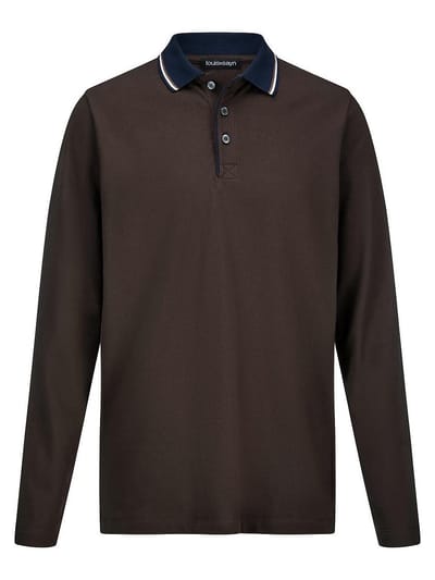 Poloshirt lange mouwen Van Louis Sayn bruin