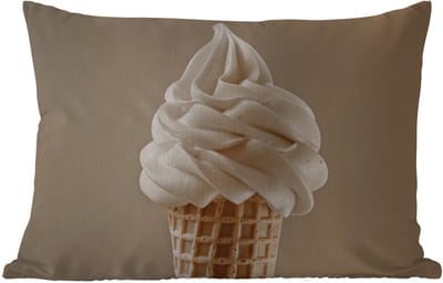 Buitenkussens - Tuin - IJs - Softijs - Romig - Hoorntje - Beige - 50x30 cm