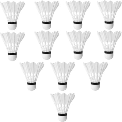 Badminton Ballen - Vliegers Kurk - Sport Training - Echte Ganzenveren - 12 Stuks - Wit