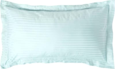 Homescapes Satijn Streep Katoen Kussensloop 50x90 cm met Sierrand – Aquablauw – 100% Egyptisch Katoen Satijn – Draaddichtheid 330