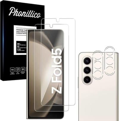 Screenprotector geschikt voor Samsung Galaxy Z Fold 5 - 2 stuks Beschermglas van glas Transparante glazen schermbeschermfolie + 2 stuks Camera Protector