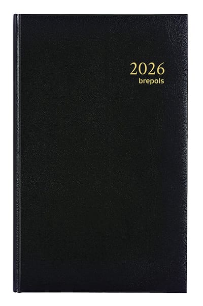 Brepols bureau agenda 2026 - BREFIX [0.016] - LIMA - Bureau agenda - 1 dag op 1 pagina - Dagoverzicht - Zwart - 11.3 x 18.2 cm