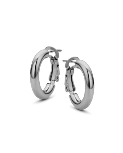 New Bling - 9NB-1592 - 925 zilveren klapoorringen - Rhodium plating - 28x4mm - dames - lichtgewicht
