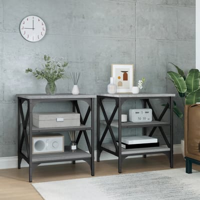 vidaXL - Bijzettafels - 2 - st - 40x42x50 - cm - bewerkt - hout - grijs - sonoma - eiken