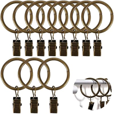 40 Stuks 32mm Gardinenringe met Clips - Metalen Brons Vorhanghaken voor Gardinenstang