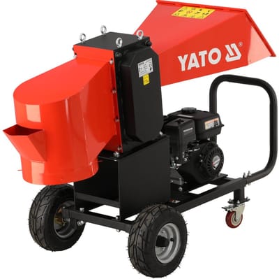 YATO YT-86161 Professionele Benzine Hakselaar – 6.5 PK Loncin Motor – Max. 80 mm Takken – Houtversnipperaar met 6 Messen en Luchtbanden – Capaciteit 4 m³/u