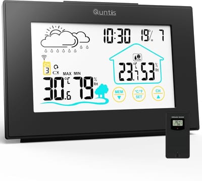 Weerstation met 5 inch LED-sensor, digitale thermometer en hygrometer voor binnen en buiten