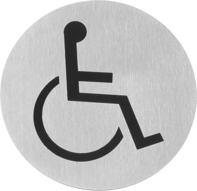 Plaque d'information adhésive POUR personnes handicapées, acier inoxydable, diamètre 75 mm - Hendi 663646 75 mm