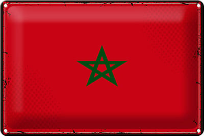 Blechschild Flagge Marokko 30x20cm Retro Flag of Morocco