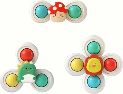 DW4Trading Roterende Fidget Spinner met Zuignapjes Set van 3 Stuks Paddenstoel Leeuw Draak - Educatief Speelgoed