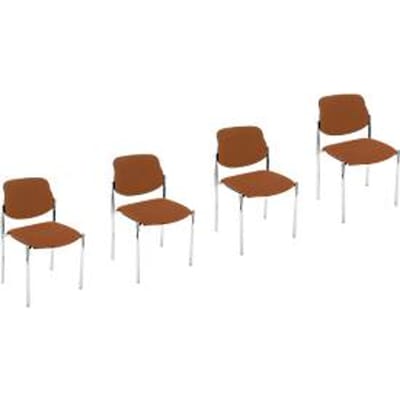 Nowy Styl stapelstoel STYL, zonder armleuningen, stapelbaar tot 6 stuks, tot 110 kg, bekleding in leerlook, nougatbruin, 4 stuks