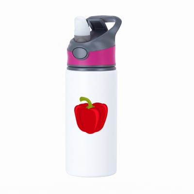 Hacebo® - Rode Paprika waterfles met rietje roze - Groente - Groente liefhebbers - paprika - vruchtgroente - puntpaprika - water fles - 650ML