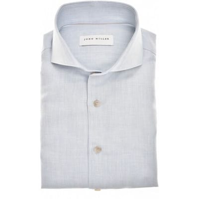 John Miller Overhemd Chambray Effect Subtle Mélange Look Airy Fabric Blend Licht Blauw / male