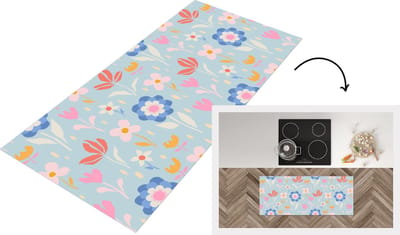Keukenloper - Loper keuken - Bloemen - Planten - Patroon - 120x50 cm - Keukenloper vinyl