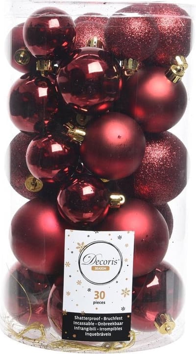 Decoris Kerstbal assortiment - Ossenbloed