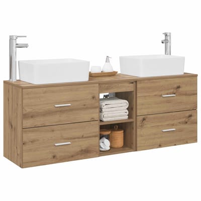 vidaXL - Badkamerkast - set - 3 - st - Artisanaal - eiken - 136 - x - 35 - x - 80 - cm