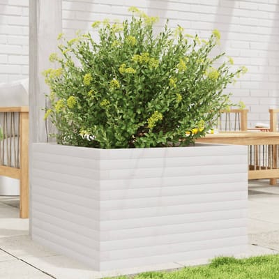 vidaXL - Plantenbak - 70x70x45,5 - cm - massief - grenenhout - wit