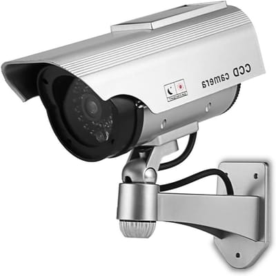 Nep Beveiligingscamera - Dummy Camera - Diefstal Afschrikken - Knipperend Rood Licht - 18 x 15 x 9 cm - Zilver