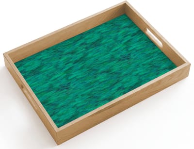 Dienblad hout 40x30 cm - Schootdienblad - Vloeiend - Olie - Texturen - Groen - Borrelplank rechthoek - Plateau dienbladen