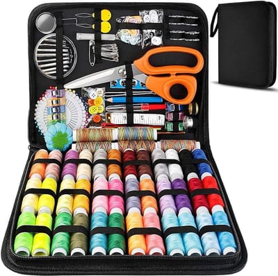 Famanu - Professionele grote naaiset, 200 premium naaibenodigdheden – Inclusief kleermaker, 41 XL-draadspoelen en 30 naalden, geschikt voor reizigers, volwassenen,, beginners, noodgevallen,