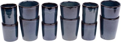 Kade 171 Faro koffiekopjes 12 stuks 150 en 250 ml - Portugees stoneware blauw