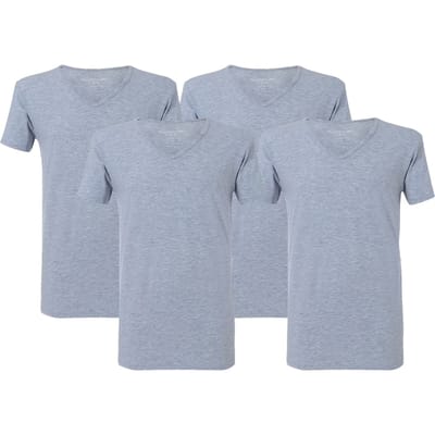 McGregor Premium - Stretch T-shirt - 4-pack Grey Maat: M | Basic T-Shirts Outlet | Heren | Grijs