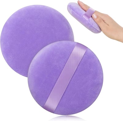10.5cm Ronde Poederborstels - Ultra Zachte Wasbare Body Poeder Puff - Herbruikbare Poeder Puff - Grote Velours Gezicht Poederborstels - Losse Poederborstels - Nat en Droog Poederdoos