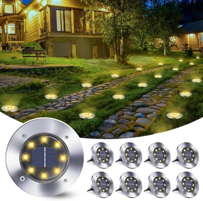 Lzwintrading Kerstverlichting buiten - Tuinverlichting op Zonne Energie 8x - Tuinverlichting Led Buiten - Geschikt voor Tuin, Gazon, Pad, Terras, Warm Wit- Sfeervolle Buiten Solar Tuinverlichting - Halloween Decoratie - Kerstdecoratie Buiten