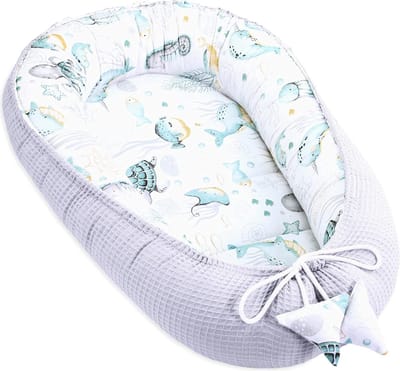 Baby Cocoon Bumper Reiswieg 100% katoen Anti-allergisch - babynestje \ Warm nest baby 90 x 50 cm
