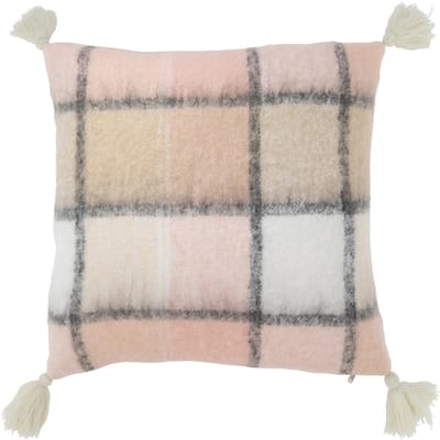 J-Line kussen Geruit - polyester - beige/roze