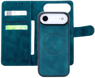 CaseMania Bookcase hoesje geschikt voor iPhone 17 Air - Effen Groen - Kunstleer - 2-in-1 Magnetisch Uitneembaar Design - Compatible met MagSafe