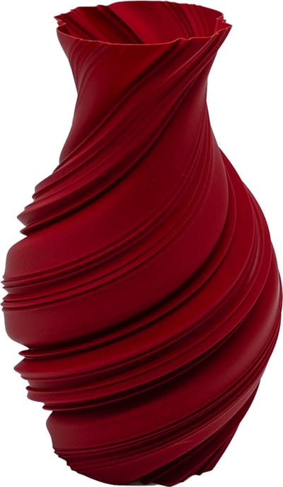 Flowy Japandi vaas - Decoratieve vaas - Donker Rood - 3d geprinte vaas – geschikt voor droogbloemen - 25CM