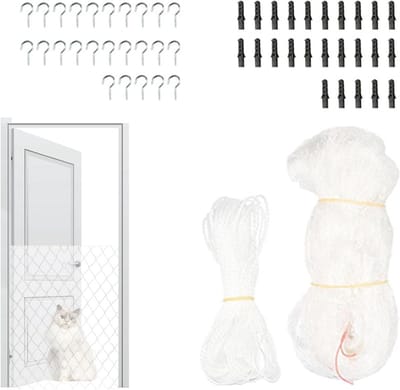 Balkonnet voor huisdieren - Kattennet veiligheidsscherm - Huisdieren beschermen - Versterkt nylon gaas - 8 x 3 m - Zwart