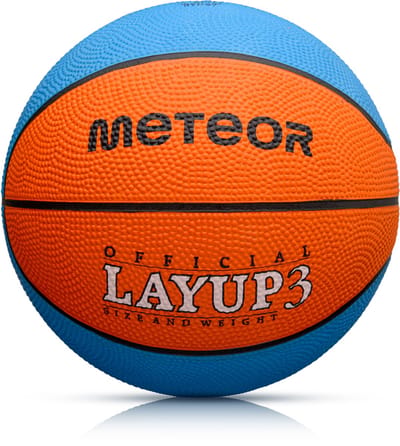 Meteor Layup 3 - Basketbal - Blauw/Oranje, Duurzaam, Antislip, Geschikt voor Binnen en Buiten